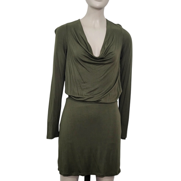 Haute Hippie Forest Green Long Sleeve Dress Sz Small Minimalist Womens - Picture 3 of 10